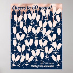 Rose 50th Birthday Guest Book - Cheers to 50 Years