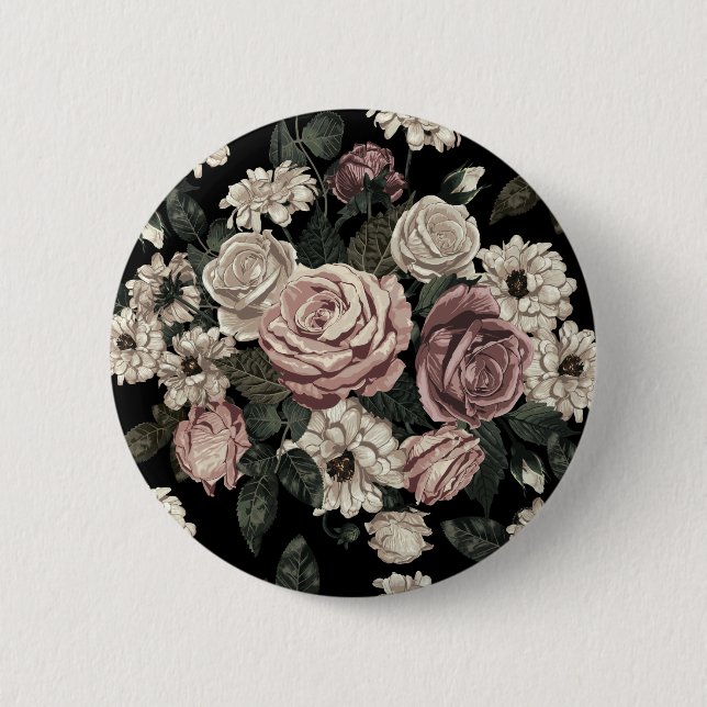 rose 6 cm round badge (Front)