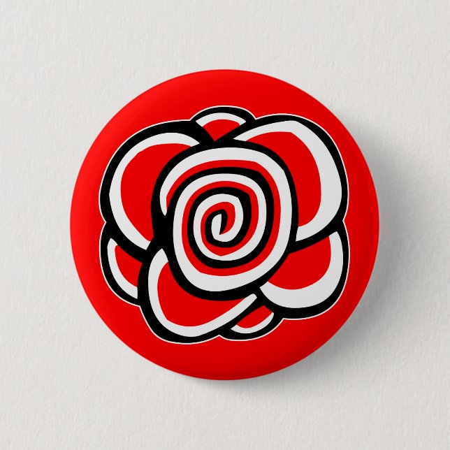 Rose 6 Cm Round Badge (Front)