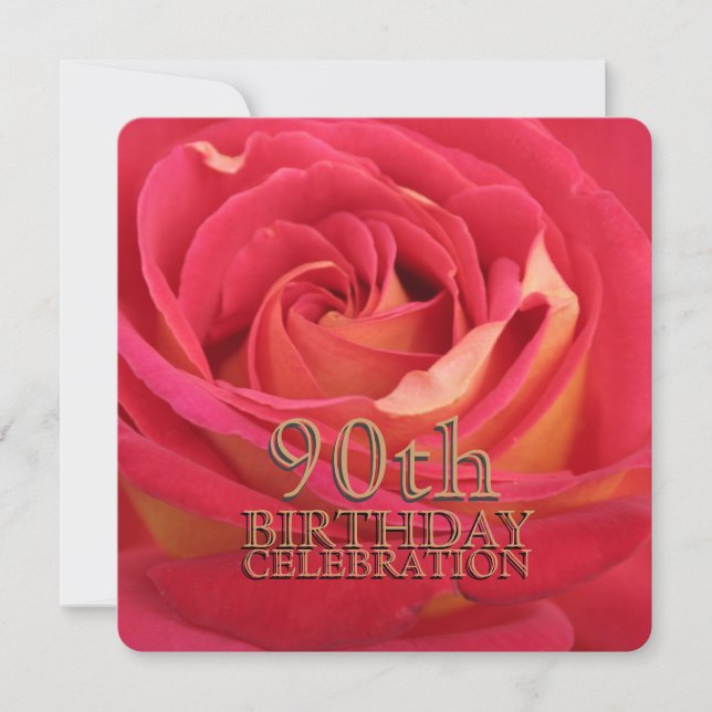 Rose 90th Birthday Celebration Custom Invitation (Front)