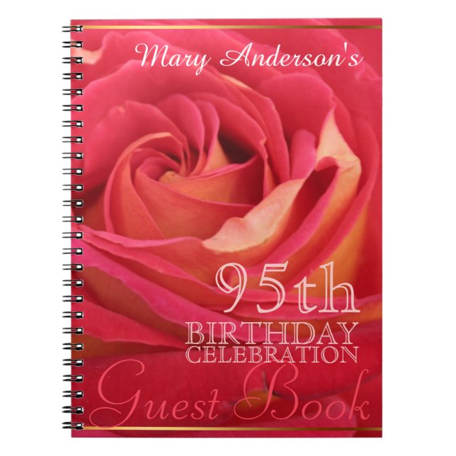 Rose 95th Birthday Celebration Custom Guest Book (Front)
