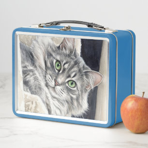 Rose a Cat with Striking Green Eyes Metal Lunch Box