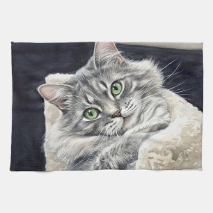 Rose a Cat with Striking Green Eyes Tea Towel