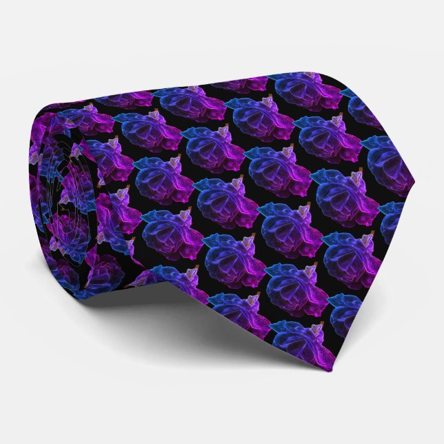 Rose Abstract Art Flower Pattern   Tie (Rolled)
