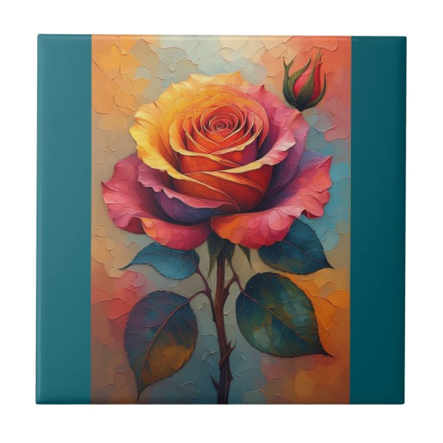 Rose Abstract Art Tile (Front)