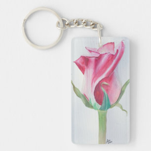Rose Acrylic Keychain, (double-sided) Key Ring