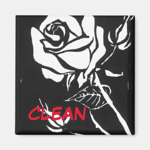 "Rose Alba" Clean Dishwasher Status Magnet