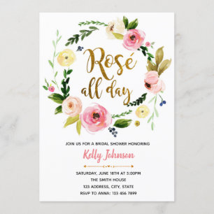 Rose all day bridal shower invitation