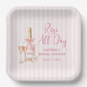 Rosé All Day Champagne Bridal Shower Paper Plate