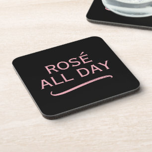Rosé all day elegant drink coaster set with quote