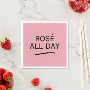 Rosé All Day elegant pink napkins for wine party