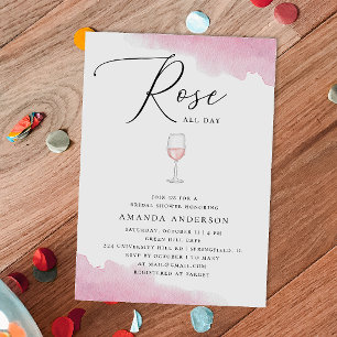 Rose all day. Elegant script pink bridal shower Invitation