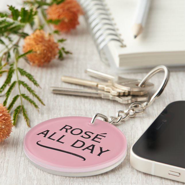 Rosé All Day keychain for sparkling wine lover (Front Right)