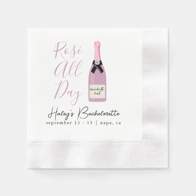 Rose All Day Napa Winery Bachelorette Napkin (Front)