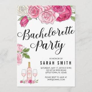 Rose All Day Pink Bachelorette Party Invitation