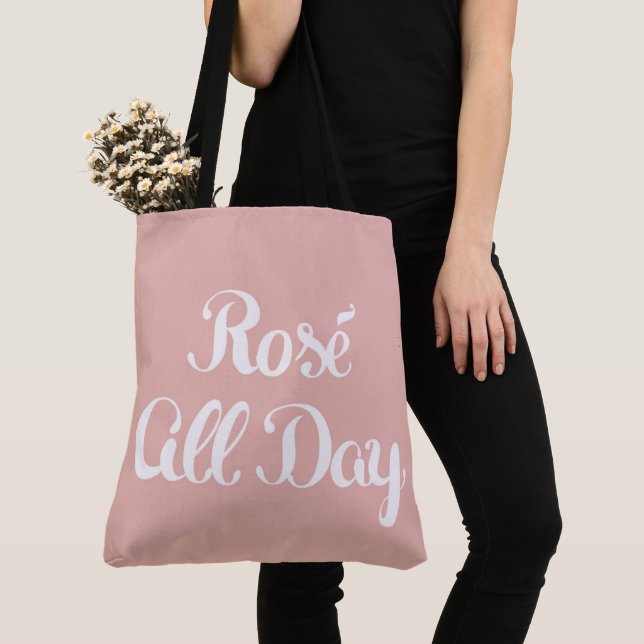 Rosé All Day Pink Tote Bag (Close Up)