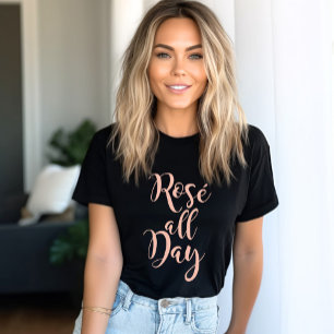 Rose All Day Rose Gold Script Black Womens Tri-Blend Shirt