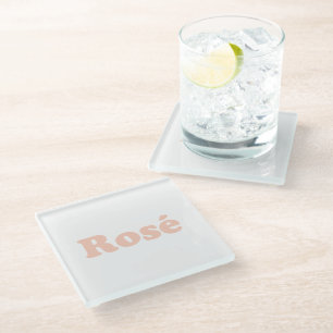 "Rose all day" Rose  light pink white Glass Coaster