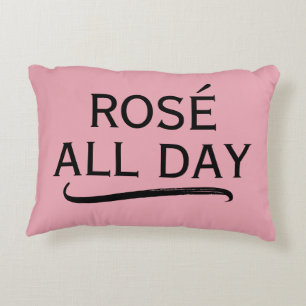Rosé all day stylish black and pink trendy decor decorative cushion