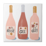 Rose All Day wine lovers gift Tile<br><div class="desc">Check out this awesome tile with a fun illustration about wine. Customise with your text. Check out my shop for more designs and colours too!</div>