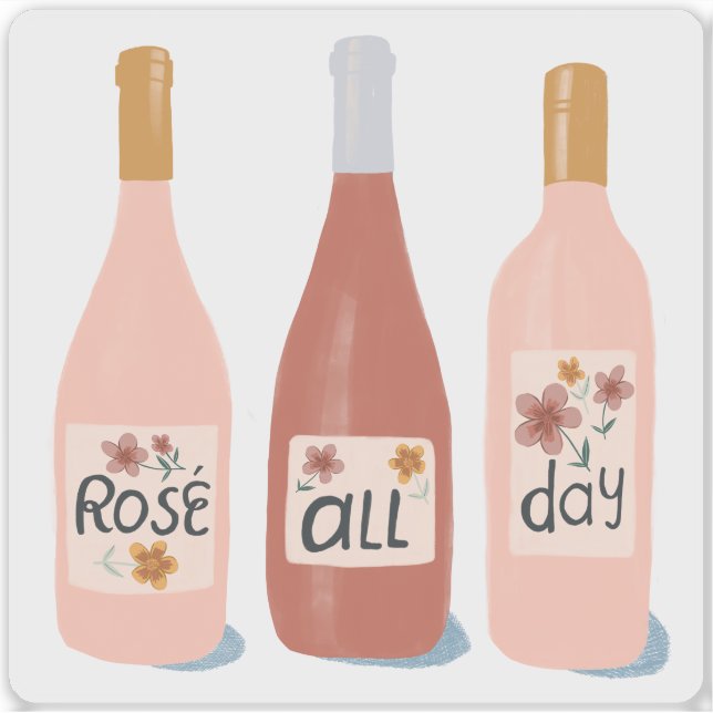 Rose All Day Wine Lovers Illustration Art (Front)