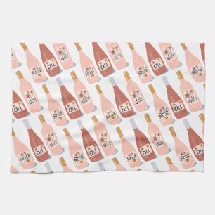 Rose ALL day wine lovers pattern Tea Towel