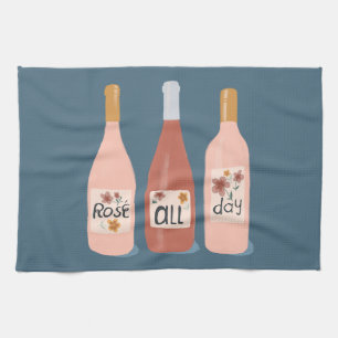Rose ALL day wine lovers Tea Towel