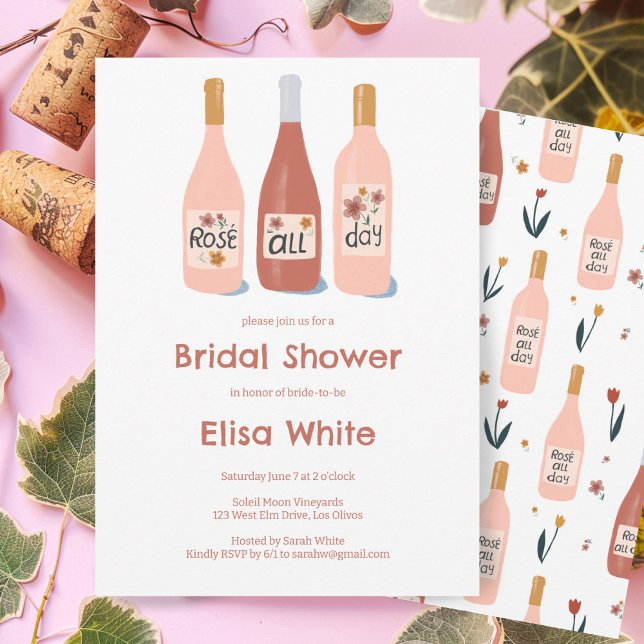 Rosé All Day Winery Bridal Shower Cute Custom Invitation (Rosé All Day Winery Bridal Shower Cute Custom Invitation
Wine Bachelorette Hen Party Birthday)
