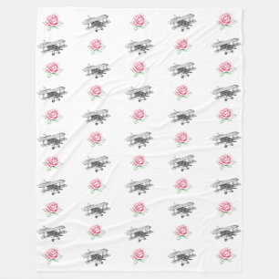 Rose and Aeroplane Fleece Blanket