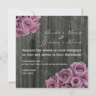 Rose and Barnwood Wedding Invitation