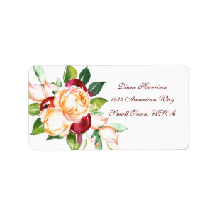 Rose and Berry Watercolor Stems Label