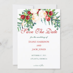 Rose and Berry Watercolor Stems Wedding Invitation