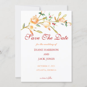 Rose and Berry Watercolor Stems Wedding Invitation