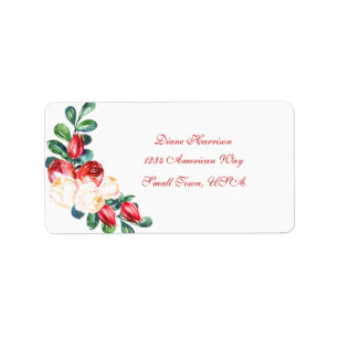 Rose and Berry Watercolor Stems Wedding Label