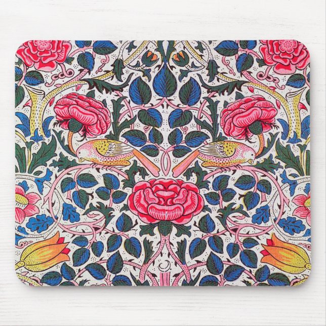 Rose and Bird, William Morris Mouse Mat (Front)