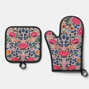 Rose and Bird, William Morris Oven Mitt & Pot Holder Set