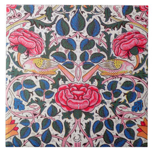Rose and Bird, William Morris Tile