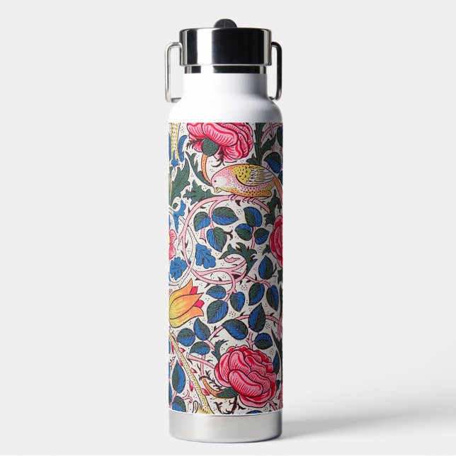 Rose and Bird, William Morris Water Bottle (Front)
