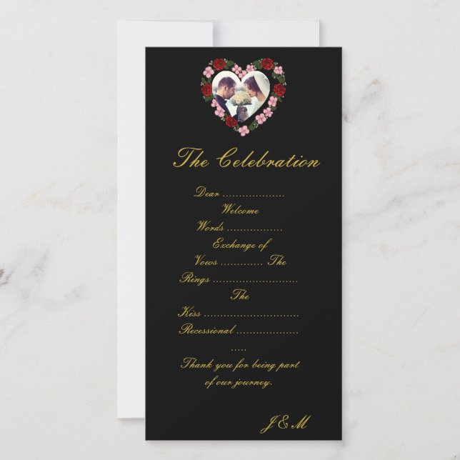 Rose and Black Wedding Program  (Front)