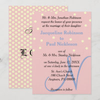Rose and Blue Monogram Wedding Polka Dots