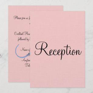 Rose and Blue Pastel Monogram Wedding Reception Invitation