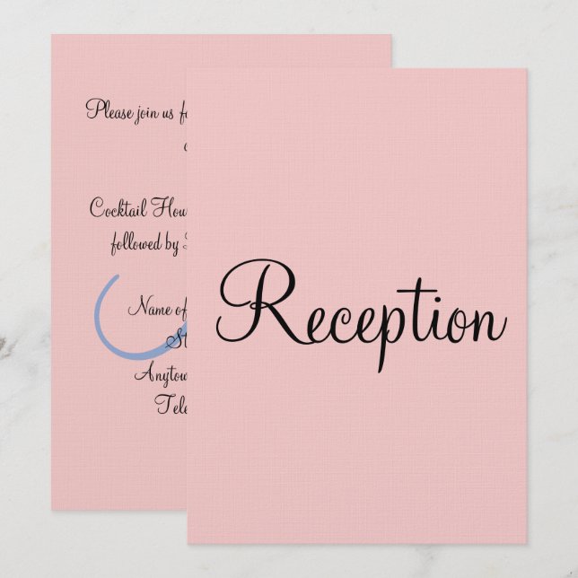 Rose and Blue Pastel Monogram Wedding Reception Invitation (Front/Back)