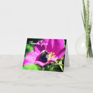 Rose And Bumble Bee Flower Thank You Card