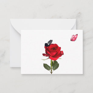 Rose And Butterflies Note Cards