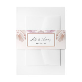 Rose and Champagne Boho Chic Wrap Invitation Belly Band