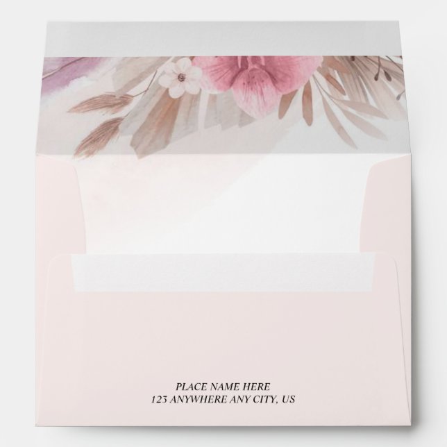 Rose and Champagne Boho Floral Romantic Envelope (Back (Bottom))