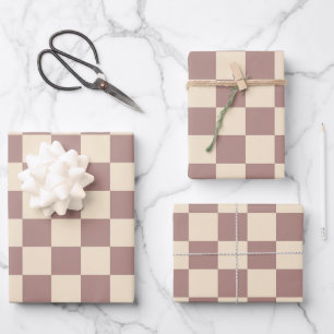 Rose and Champagne Chequerboard Wrapping Paper Sheet