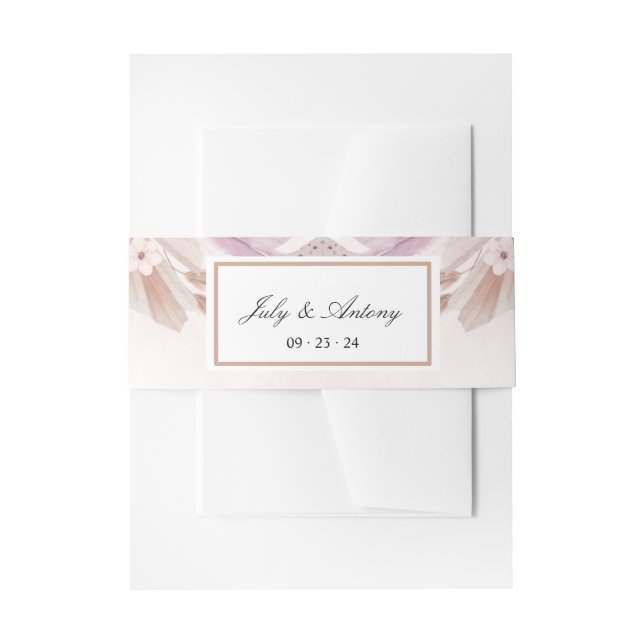 Rose and Champagne Modern Trendy wedding Invitation Belly Band (Front Example)