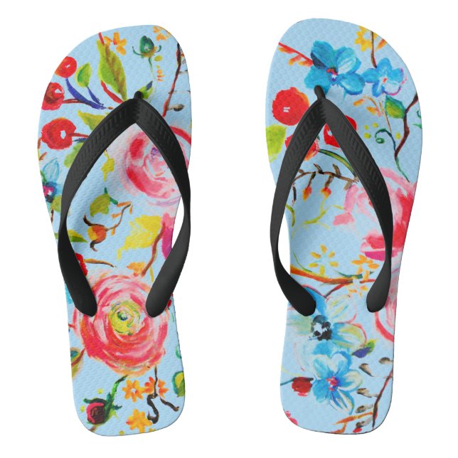 Rose and Cherry Blue Sky Flip Flops (Footbed)