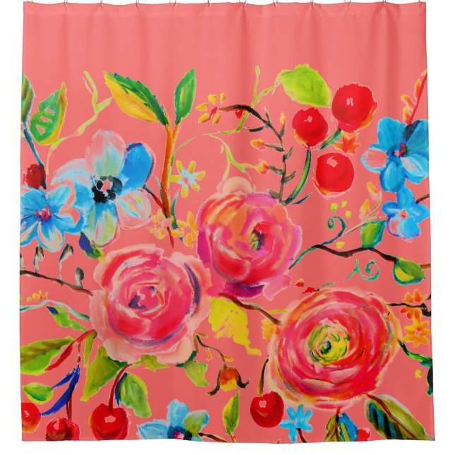 Rose and Cherry Blush 2.0 Shower Curtain (Front)